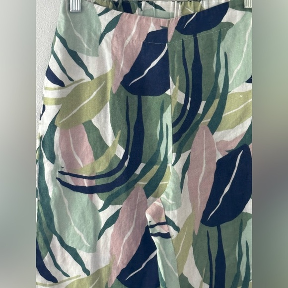 TAHARI 100% Linen flat front wide leg abstract foliage wide leg pants Sz XS - Picture 2 of 5